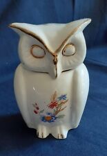 ARDALT Owl Bone China Lidded Figurine Trinket Jar Multicolor Florals Gilt Vintag