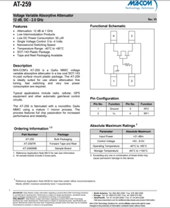 AT-259-PIN M/A-Com Voltage Variable Absorptive Attenuator 12 dB, DC - 2.0 GHz  - Bild 1 von 1