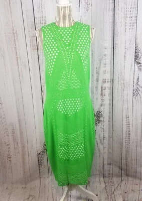 Karen Millen платье Pointelle кружева резинке трикотажа размер XL ярко зеленый новый с Ярлыками  - Изображение 1 из 4
