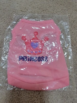 Pink pet t-shirt x-small, with purple Princess and crown design  - Image 1 of 2
