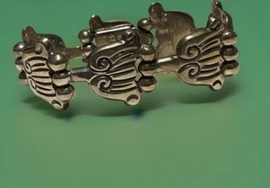 Flower Nouveau Link Sterling Silver Taxco Vintage Womens Bracelet 82gms 7” - Picture 1 of 12