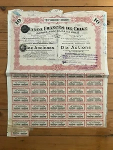 Titre 10 actions : BANCO FRANCES DE CHILE (CHILI) (B4) - Picture 1 of 1