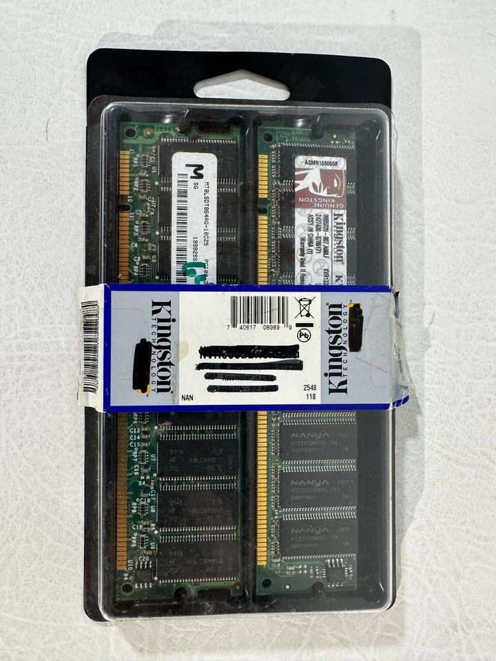 Micron 64MB MT8LSDT864AG-10CZ5 UDIMM PC100 NON-ECC and Kingston KVR133X64C3/512 - Image 1 of 4