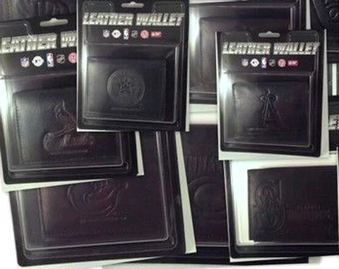 MLB TEAM BLACK LEATHER WALLET TRI-FOLD WALLET EMBOSSED LOGO YOU CHOOSE THE TEAM Cover