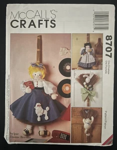 McCall's 8707 Broom Dolls-Poodle Skirt Girl, Angel, Easter Bunny, Cat. UNCUT/New - Picture 1 of 2