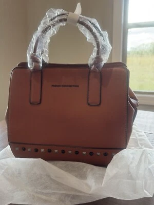 NWT $118 French Connection Knotted Top Handle Crossbody W/ Strap Cognac - Brown - Imagem 1 de 4