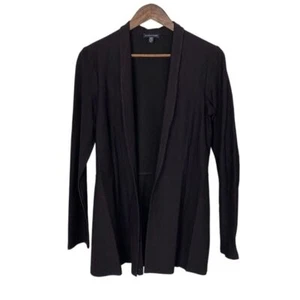 EILEEN FISHER Womens Jacket Blazer Black Viscose Open Front Classic Size Small - Picture 1 of 11