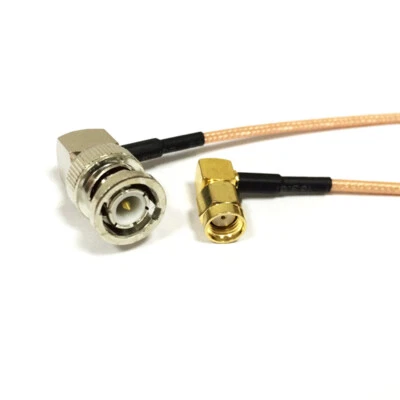 RP SMA male right angle to BNC male right angle pigtail cable RG316 15cm long - Image 1 of 4