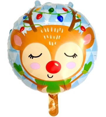 Rudolph Raindeer Balloon 18inch Round Christmas  Xmas Decoration - image 1 of 2
