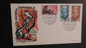 1955 Spain FDC First Day Cover Spanish Guinea Espanola Santa Isabel Stamp Day - Picture 1 of 2