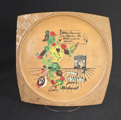 Placa de pared de madera de arte popular japonés vintage soporte remache kitsch RARO Foto 1 de 4