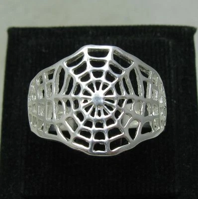 Genuine Sterling Silver Ring Solid 925 Spider Web Handmade Empress - Image 1 of 4