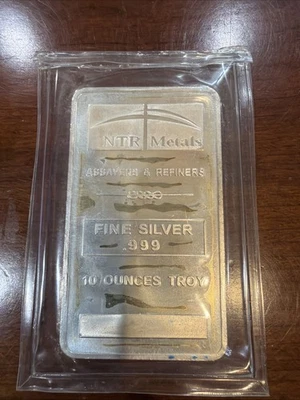 Barra de plata de 10 oz - metales NTR Foto 1 de 2