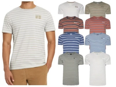 Hurley Men's Stripped T-shirt Short Sleeve Summer Beach Tee Cotton Top New S-2XL — 第 1/4 张图片