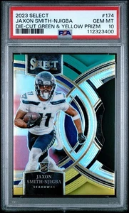 2023 Select #174 Jaxon Smith-Njigba Rookie Troquelado Verde y Amarillo Prizm PSA 10 - Imagen 1 de 2