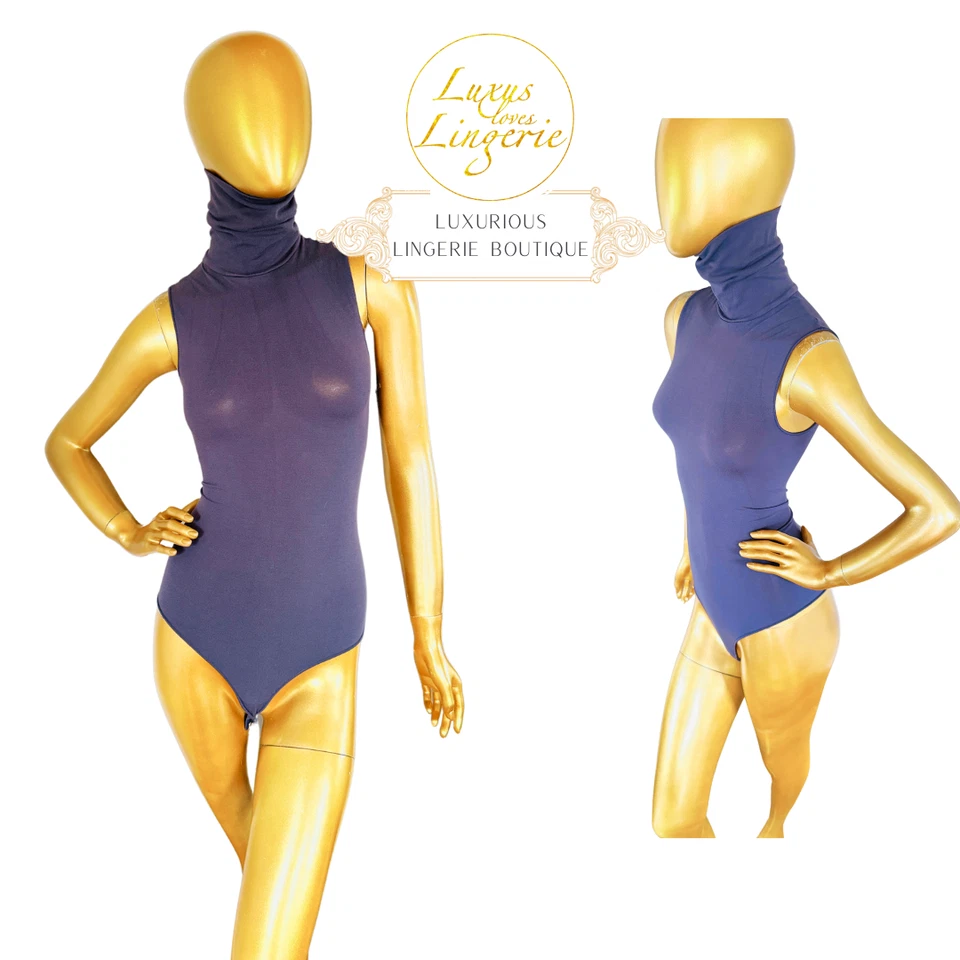 Corps En Viscose Par Wolford XS X Petit Ila Bleu Col Roulé Sans Manches - Photo 1/1