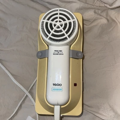 Vintage Blow Dryer Jerdon JWM6CF 1600 Watts Wall Mount Hair Dryer W Works - Image 1 of 4