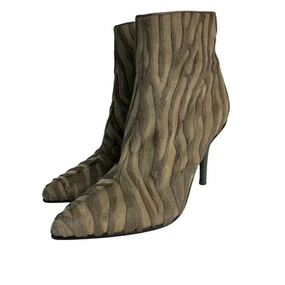 Botas de trapo y hueso Waylon pelo de becerro botines al tobillo tacones verde cebra 37 7 Foto 1 de 4