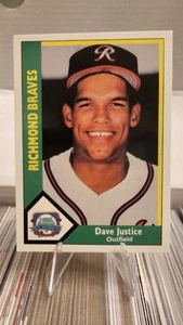 1990 CMC AAA Richmond Braves Green Back David Justice #9 Rookie RC - Picture 1 of 2