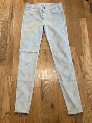BLEULAB 8 Pocket Print Reversible Skinny Jeans Sz 27 Gray Palm Cotton/spandex - Image 1 of 4