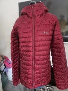 Rab Nimbus Cirrus Pertex Puffer Hooded coat burgundy size small - Picture 1 of 4
