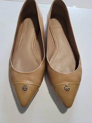 Sapatos Tory Burch Fairford Couro Biqueira Apontada Rasteira 6M Bronzeada Negócios Casual - Imagem 1 de 4