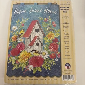 Design Work Crafts Jeweled Banner Kit 16" X 24" home sweet home bird houses - Picture 1 of 6