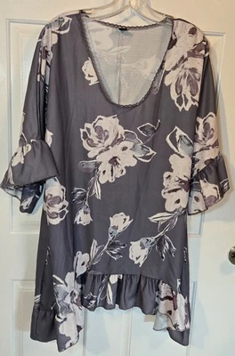 Blusa Mujer XXL Floral Gris 100% Poliéster Sin Marca Formal Carrera O Informal Foto 1 de 4