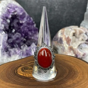 Verstellbarer Karneol Kristall versilberter Ring - Original - UK Shop - Bild 1 von 6
