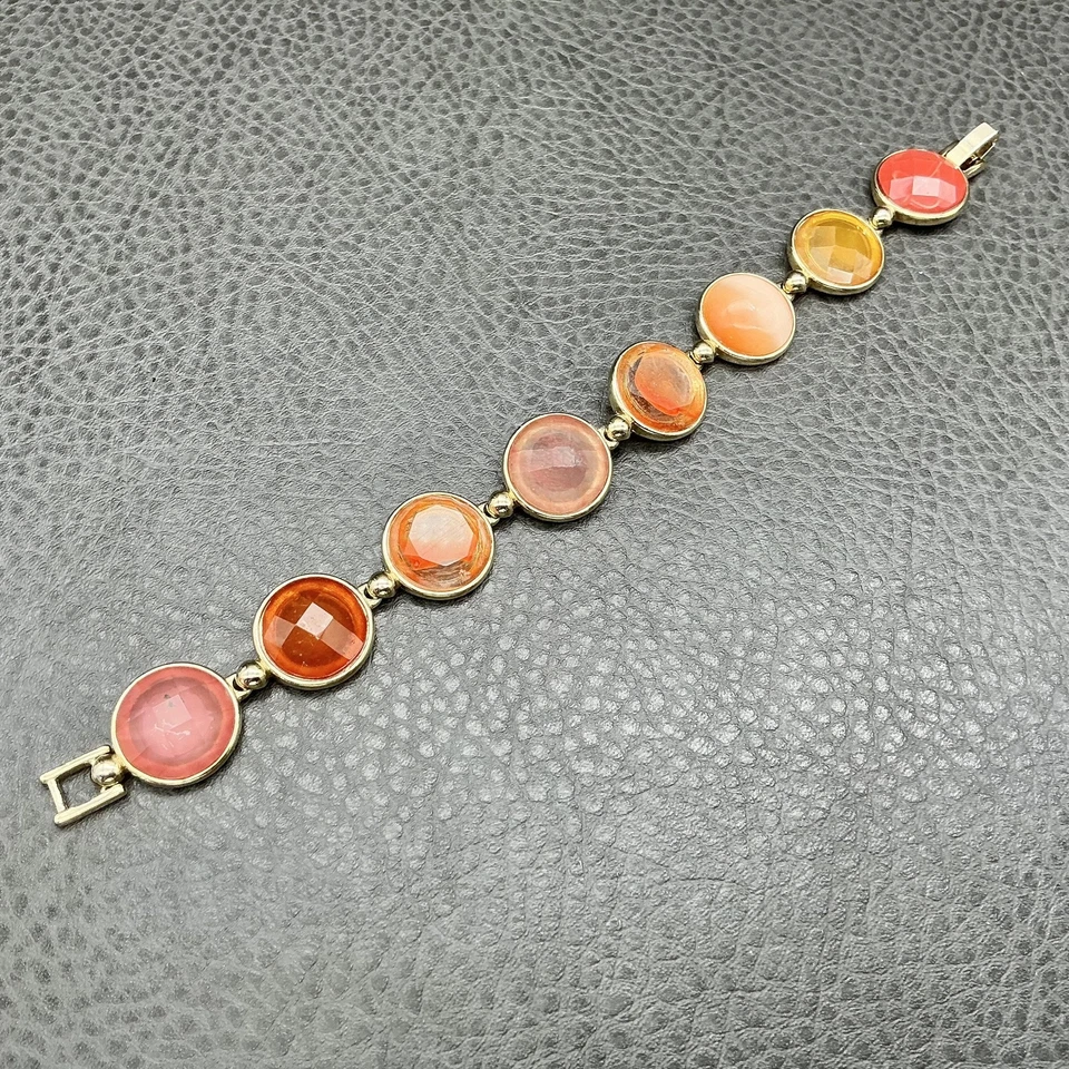 Браслет Liz Claiborne граненые камни золотистый ободок звено женская мода 7,5 дюйма - Изображение 1 из 4