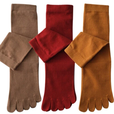 3 pares de calcetines deportivos informales lisos transpirables para dama con puntera de algodón de cinco dedos Foto 1 de 4