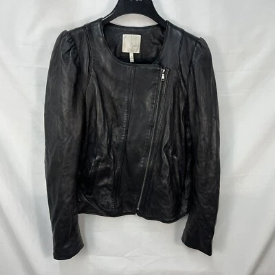 CHAQUETA CORTA MUJER JOIE CUERO CORDERO NEGRO MOTO CORREDOR TALLA M Foto 1 de 3