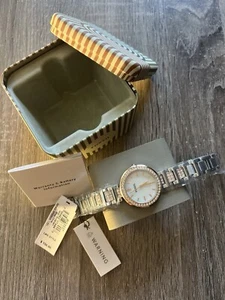 Fossil Women’s Watch Karli Three Hand Two Tone Stainless Steel Gold White New - Picture 1 of 7