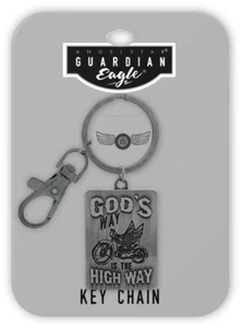 AngelStar Guardian Eagle Gods Way is the High Way Biker Key Chain 17506 - Picture 1 of 4
