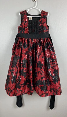 Vestido de Fiesta Marmelatta Niñas Talla 8 Rojo Negro Sin Mangas Vacaciones Navidad Foto 1 de 3