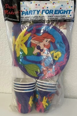 The Little Mermaid Disney 🪸Party 8 Pack Plates Cups Napkins & Tablecloth NEW - Image 1 of 4