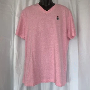Psycho Bunny T-Shirt Pima Cotton Heather Pink V Neck Mens Size 6 Large - Picture 1 of 21
