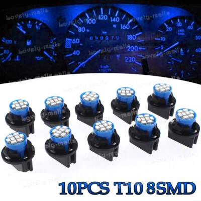 PC168 T10 Blue 8SMD Twist Lock Socket Wedge Instrument Panel Gauge Dash Light - Image 1 of 4