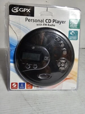 GPX Portable Anti-Skip CD Player  FM Radio Stereo Earbuds Included, Black PC332B - Image 1 of 4