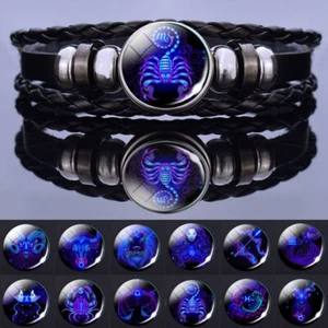 Pulsera De Cuero Diseño De Constelación Para Hombre Y Mujer Brazalete De Moda 3d - Picture 1 of 24