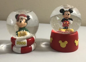 Lot of TWO (2) Mickey Mouse Disney Mini Snowglobes - Approx. 2.75" - Picture 1 of 4