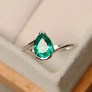 925 Sterling Silver Lab-Created 3Ct Emerald Stone Cluster Ring For Beloved - Picture 1 of 4