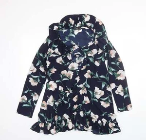 Boohoo Womens Blue Collared Floral Polyester Blend Shrug Size 10 - Picture 1 of 12