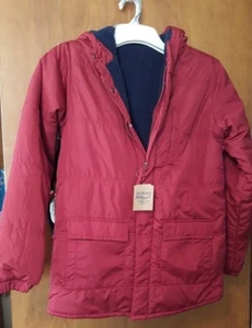 NWT Land's End Reversible Jacket Puffer Style/Fleece Hooded Zipper Coat Youth L - Picture 1 of 9