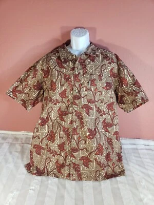 Camisa Hawaiana Columbia Abotonada Para Hombres 2XL XXL Tiki Floral Manga Corta Algodón Foto 1 de 4