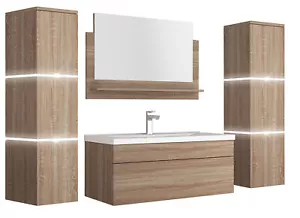 5 teiliges XXL Waschplatz Badmöbel Komplettset inkl. LED Beleuchtung - Bild 1 von 5