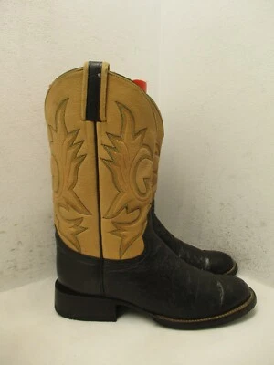 Botas vaqueras de avestruz de cuero marrón negro talla 7,5 D hechas a medida para hombre Foto 1 de 4