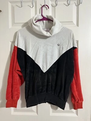 Vintage Oscar De La Renta Active Womens Colorblock Velour Pullover Top Med 80s - Image 1 of 4