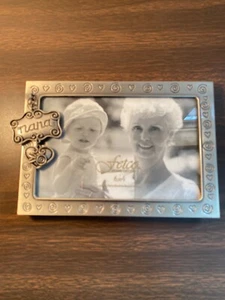 Fetco NANA Pewter Frame with Hanging Charm Accent Easel Back 4” x 6” Beautiful - Picture 1 of 10