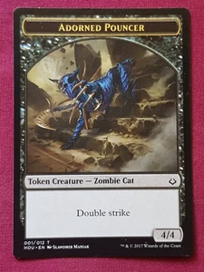 Magic The Gathering HOUR OF DEVASTATION ADORNED POUNCER TOKEN card MTG - Picture 1 of 2
